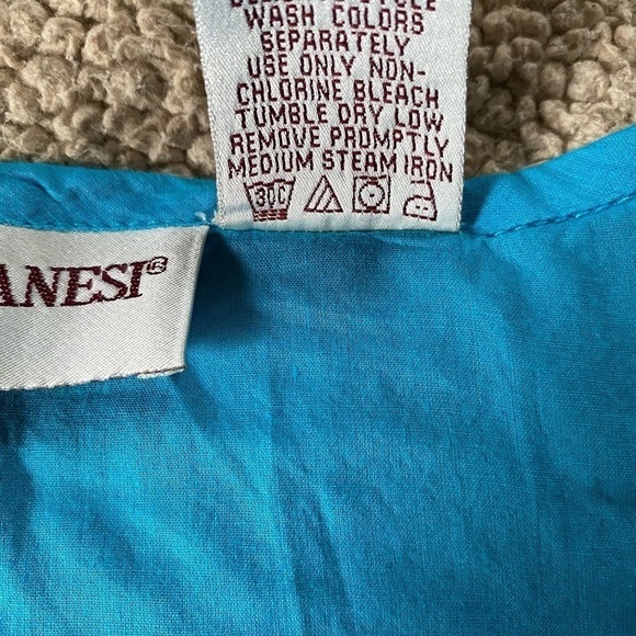 Veranéis Boho Embroidered V-Neck Long Sleeves Turquoise Pullover Tunic Size: 2X - Picture 9 of 10